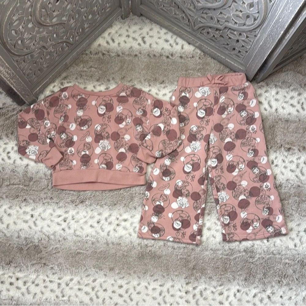 Disney Princess matching set girls 4T pastel floral loungewear Disneyland fall